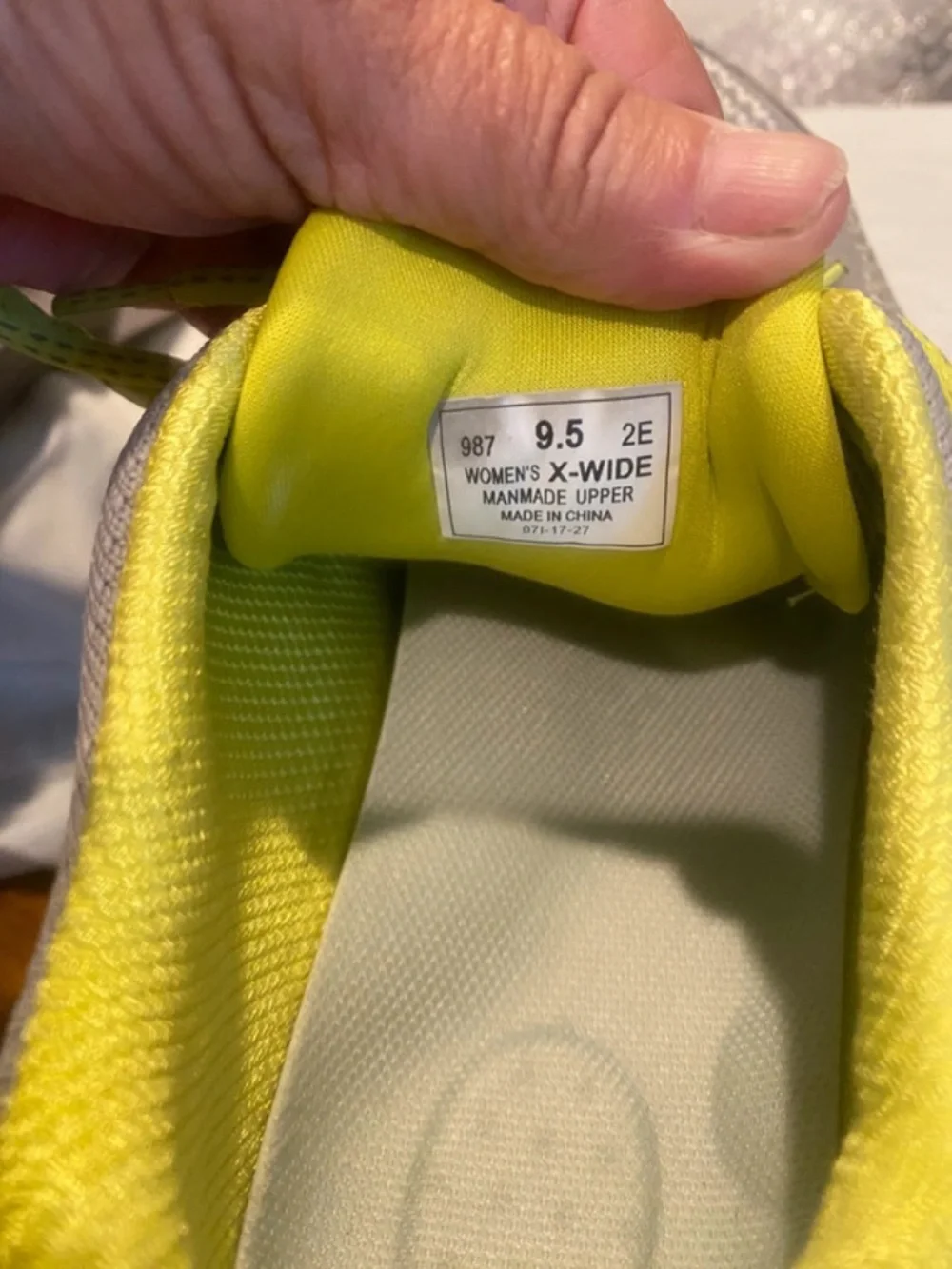 Women’s Gray Knit Athletic Sneakers with Neon Yellow Accents